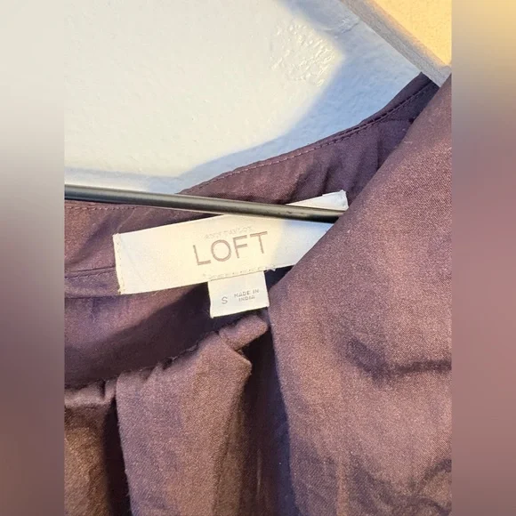 LOFT Sleeveless Blouse | Dark Plum | Pleated Front - Picture 5 of 5